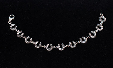 rock-textured horseshoe bracelet, hand-cast sterling silver
