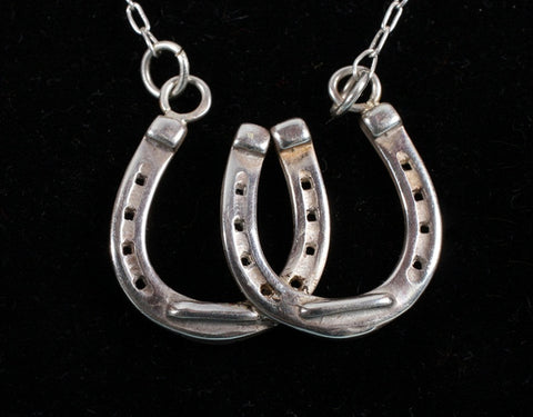 double horseshoe pendant, hand-crafted sterling silver
