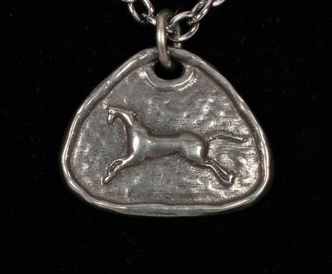 running horse hand-cast pewter necklace