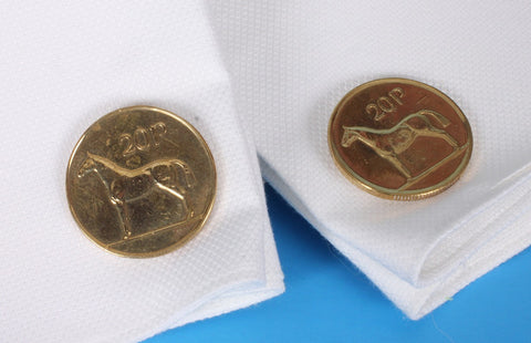 Irish 20 pence horse coin cufflinks
